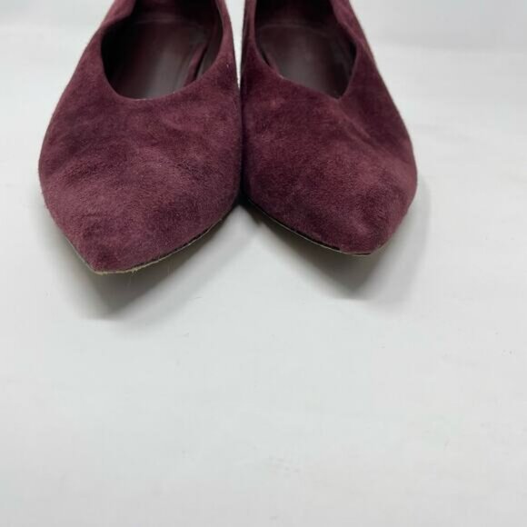 Vince Rafe Burgundy Wine Suede Leather Pointed Toe Classic Flare Heel Pumps 6 - Picture 5 of 14